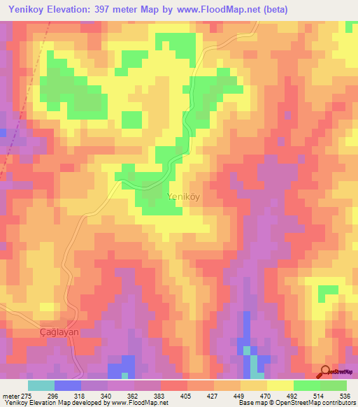 Yenikoy,Turkey Elevation Map