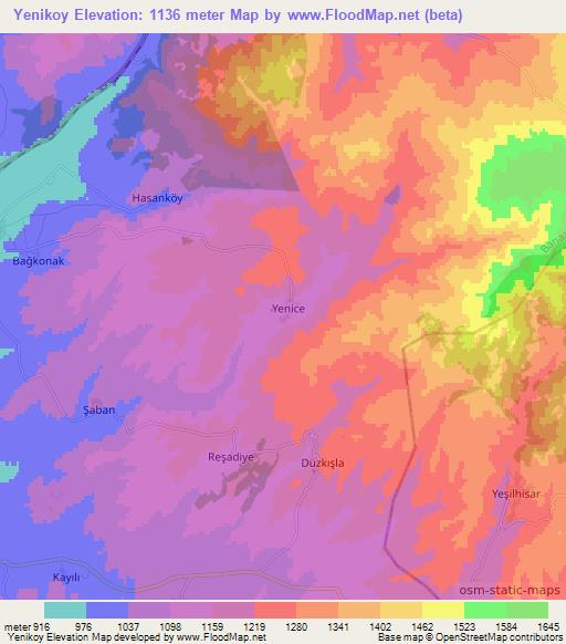 Yenikoy,Turkey Elevation Map