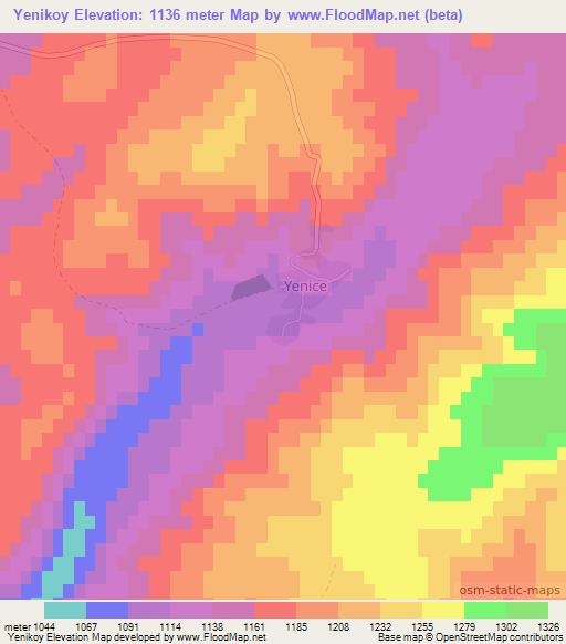 Yenikoy,Turkey Elevation Map