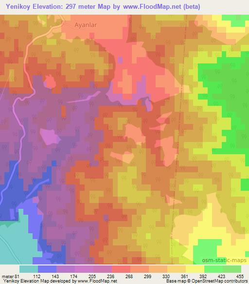 Yenikoy,Turkey Elevation Map