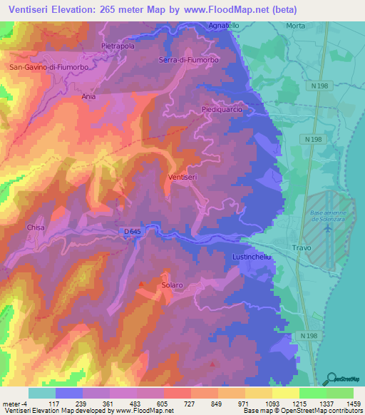 Ventiseri,France Elevation Map