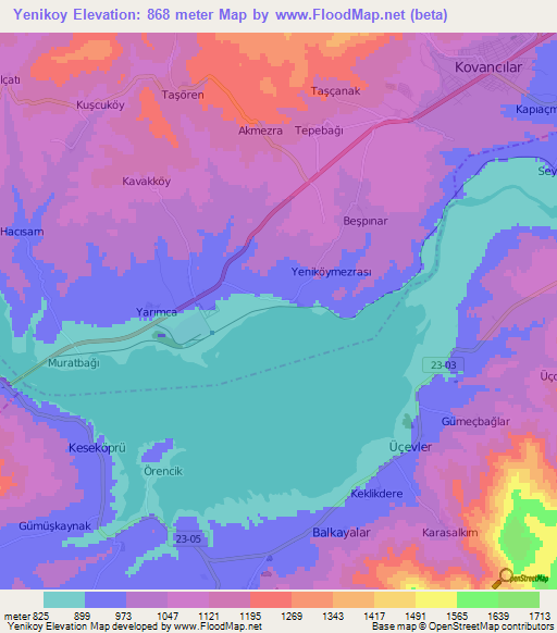 Yenikoy,Turkey Elevation Map