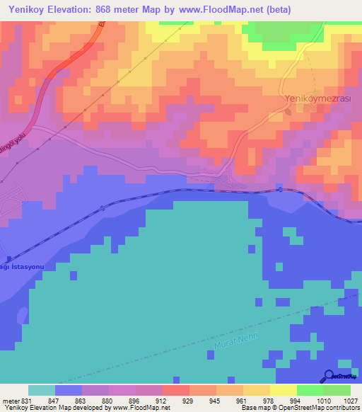 Yenikoy,Turkey Elevation Map