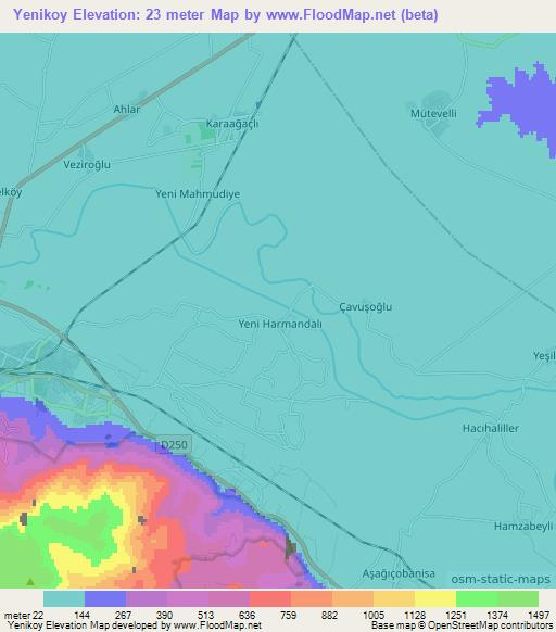 Yenikoy,Turkey Elevation Map