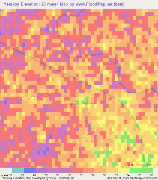 Yenikoy,Turkey Elevation Map