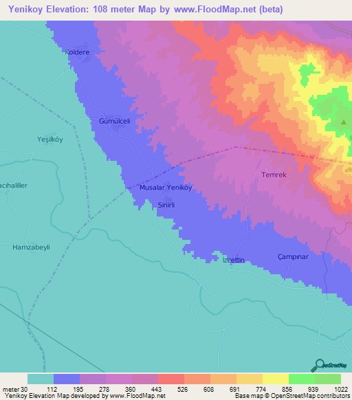 Yenikoy,Turkey Elevation Map