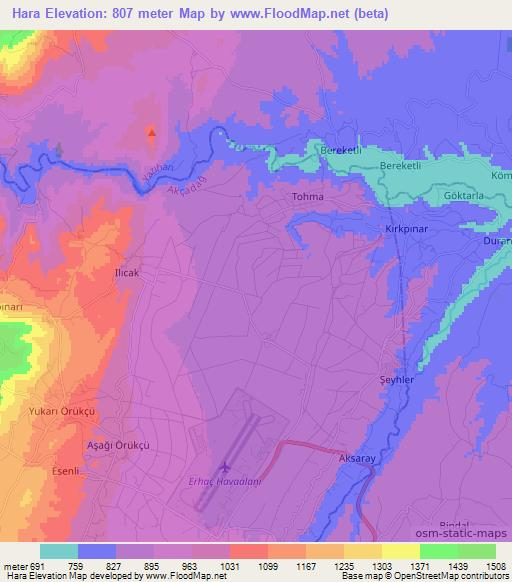 Hara,Turkey Elevation Map