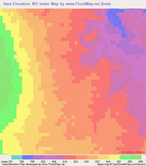 Hara,Turkey Elevation Map