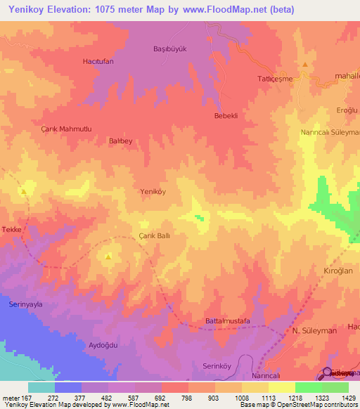 Yenikoy,Turkey Elevation Map