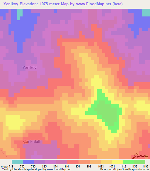 Yenikoy,Turkey Elevation Map