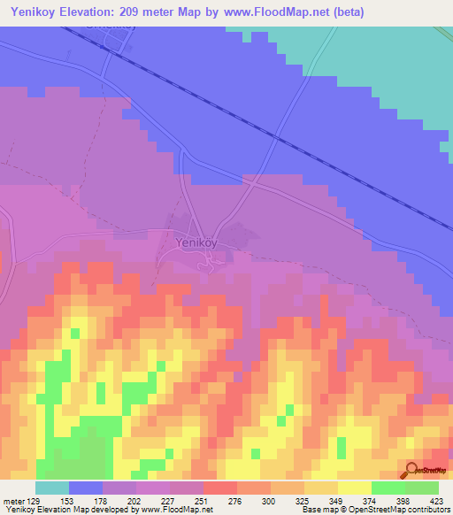 Yenikoy,Turkey Elevation Map