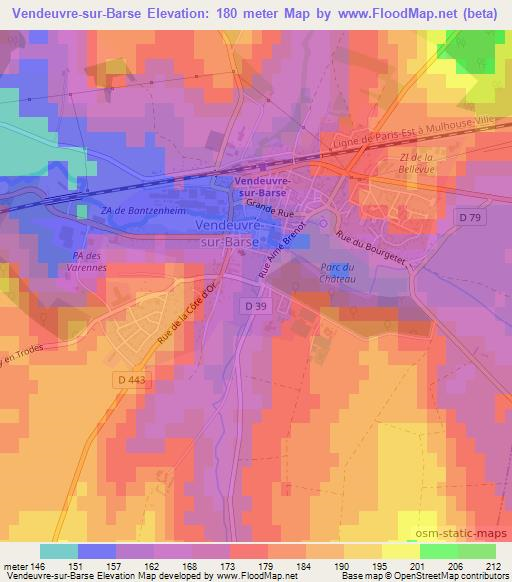 Vendeuvre-sur-Barse,France Elevation Map