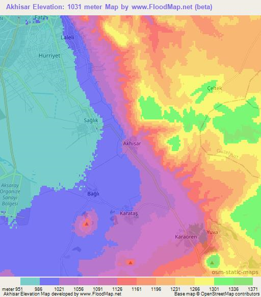 Akhisar,Turkey Elevation Map