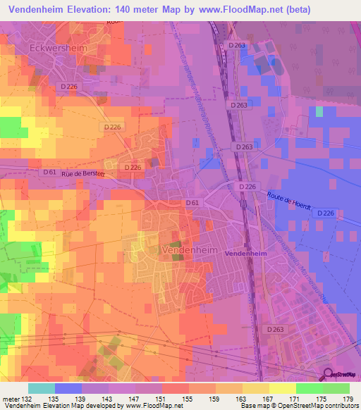 Vendenheim,France Elevation Map