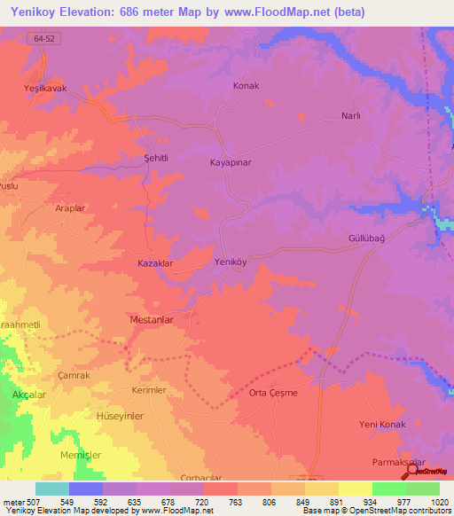 Yenikoy,Turkey Elevation Map