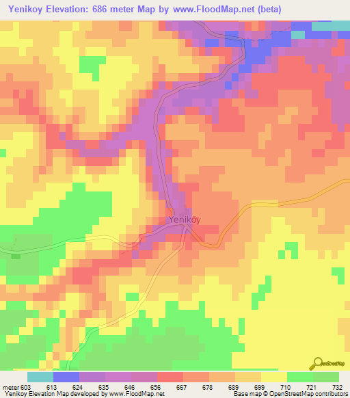 Yenikoy,Turkey Elevation Map