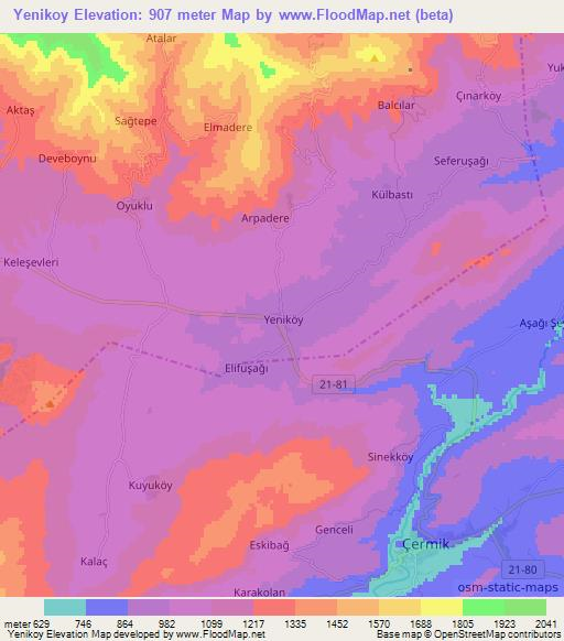 Yenikoy,Turkey Elevation Map