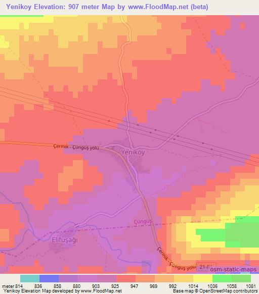 Yenikoy,Turkey Elevation Map