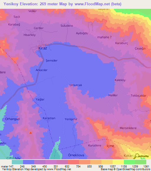 Yenikoy,Turkey Elevation Map