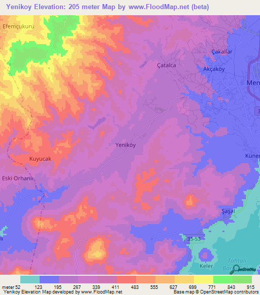 Yenikoy,Turkey Elevation Map