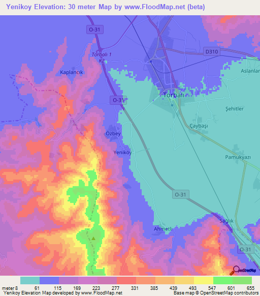 Yenikoy,Turkey Elevation Map