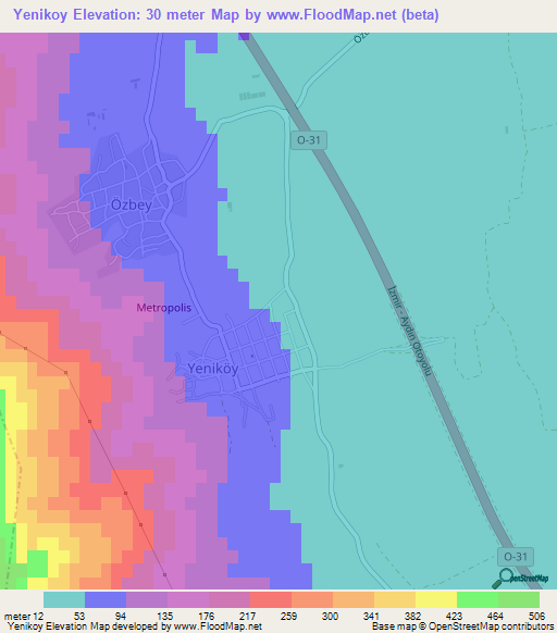 Yenikoy,Turkey Elevation Map