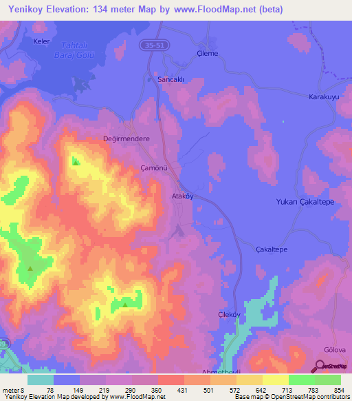 Yenikoy,Turkey Elevation Map