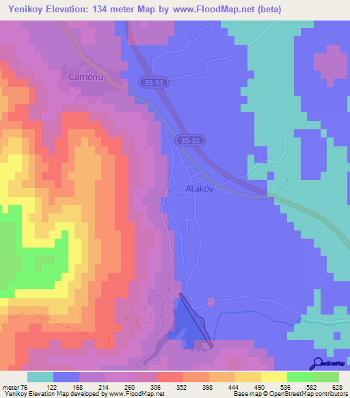 Yenikoy,Turkey Elevation Map