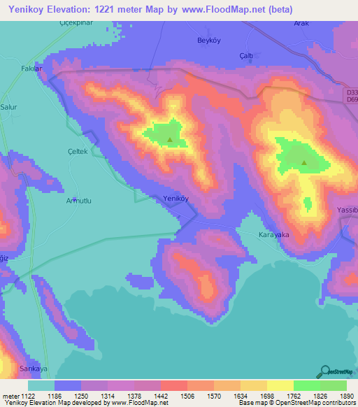 Yenikoy,Turkey Elevation Map