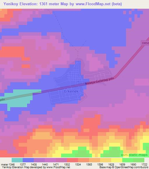 Yenikoy,Turkey Elevation Map