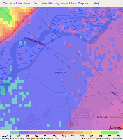 Yenikoy,Turkey Elevation Map