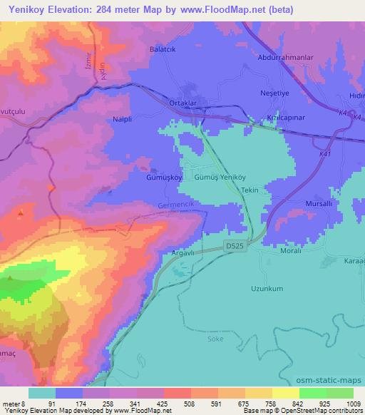 Yenikoy,Turkey Elevation Map
