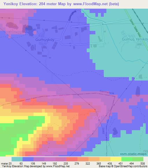 Yenikoy,Turkey Elevation Map