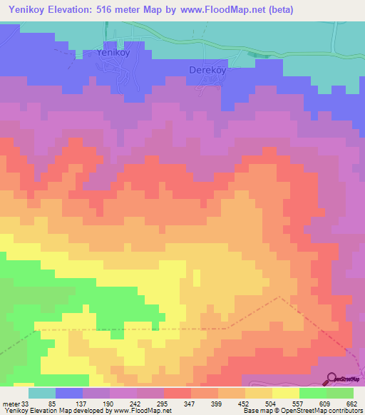 Yenikoy,Turkey Elevation Map