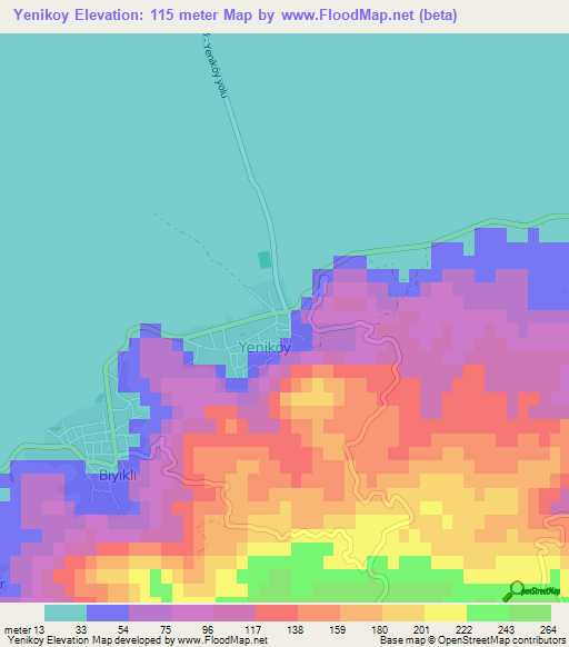 Yenikoy,Turkey Elevation Map