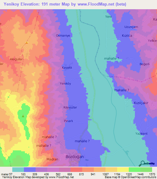 Yenikoy,Turkey Elevation Map