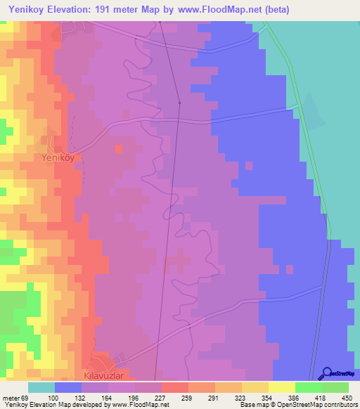 Yenikoy,Turkey Elevation Map