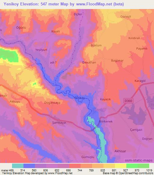 Yenikoy,Turkey Elevation Map