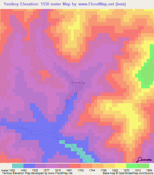 Yenikoy,Turkey Elevation Map