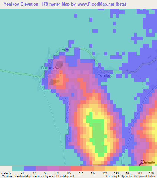 Yenikoy,Turkey Elevation Map