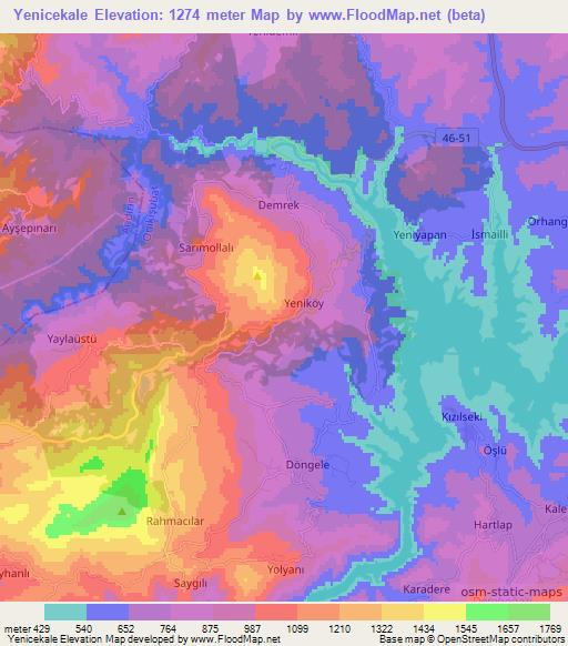 Yenicekale,Turkey Elevation Map