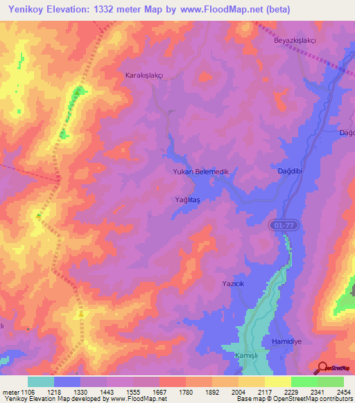 Yenikoy,Turkey Elevation Map