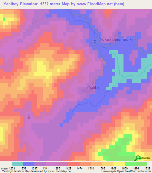 Yenikoy,Turkey Elevation Map