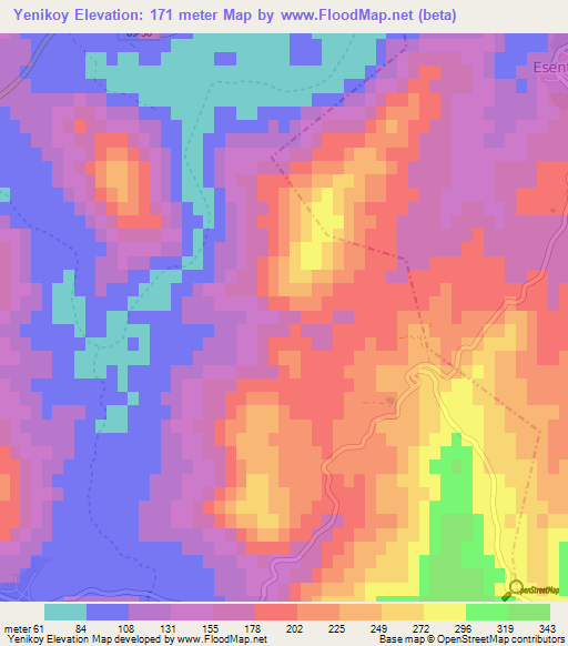 Yenikoy,Turkey Elevation Map