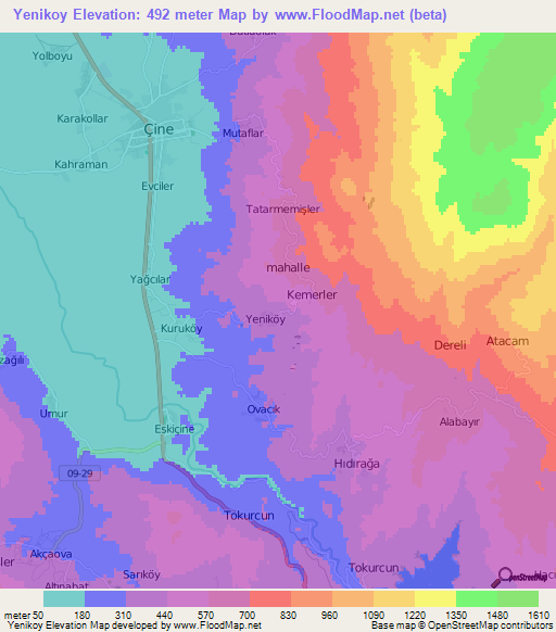 Yenikoy,Turkey Elevation Map