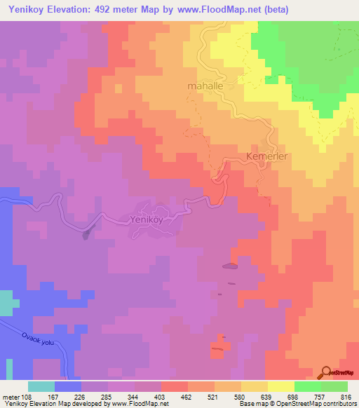 Yenikoy,Turkey Elevation Map