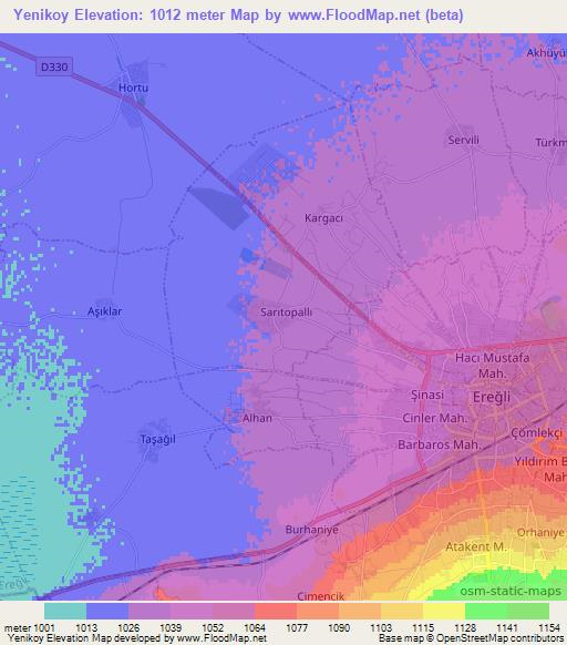 Yenikoy,Turkey Elevation Map