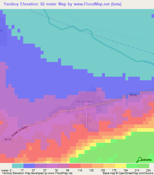 Yenikoy,Turkey Elevation Map