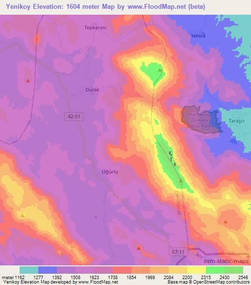 Yenikoy,Turkey Elevation Map