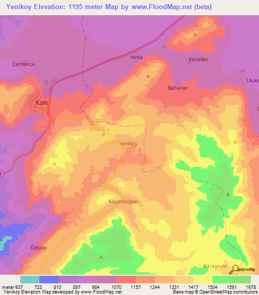 Yenikoy,Turkey Elevation Map